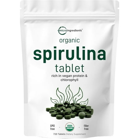 Micro Ingredients Organic Spirulina Supplement, 3000MG Per Serving, 720 Tablets