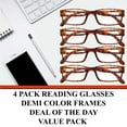 thumbnail image 4 of Reading Glasses Mens Womens 4 Pack Readers Demi Print Square Frame Unisex Style Lentes, 4 of 6