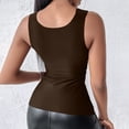 thumbnail image 6 of Siminsem Built in Bra Wide Strap Tank Top for Women Cotton Shelf Bra Camisole Tummy Control Shaper Adjustable Straps Scoop Neck Everyday Layering Top, Coffee,L, 6 of 9