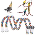 thumbnail image 3 of Perchas de cuerda para pájaros Con Soporte en Espiral, Juguete de Cuerda de Algodón para Pájaros, Columpios para Loros Hechos un Mano de Colores Brillantes, Calma a Los Pájaros, 3 of 7
