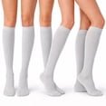 thumbnail image 3 of Diamond Star Women's Knee High Socks Trouser Socks, Stretchy Soft Thin Material (Silver - 6 Pairs, Socks Size 9-11, Fit Women's Shoe Size 4-10.5), 3 of 6