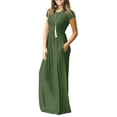 thumbnail image 2 of HAOMEILI Women Short Sleeve Loose Plain Maxi Dresses Casual Long Dresses with Pockets, 2 of 6
