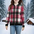 thumbnail image 2 of DxhmoneyHX Shackets for Girls Fashion Casual Zip Up Wool Blend Plaid Jackets Long Sleeve Bomber Jacket Outwear Coat Fall Clothes, 2 of 7
