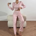 thumbnail image 2 of BRGZLK Womens Cute Long Sleeve Pajama Set Casual Floral Print Ribbed Top and Pants Sleepwear 2 Piece Pjs, 2 of 7