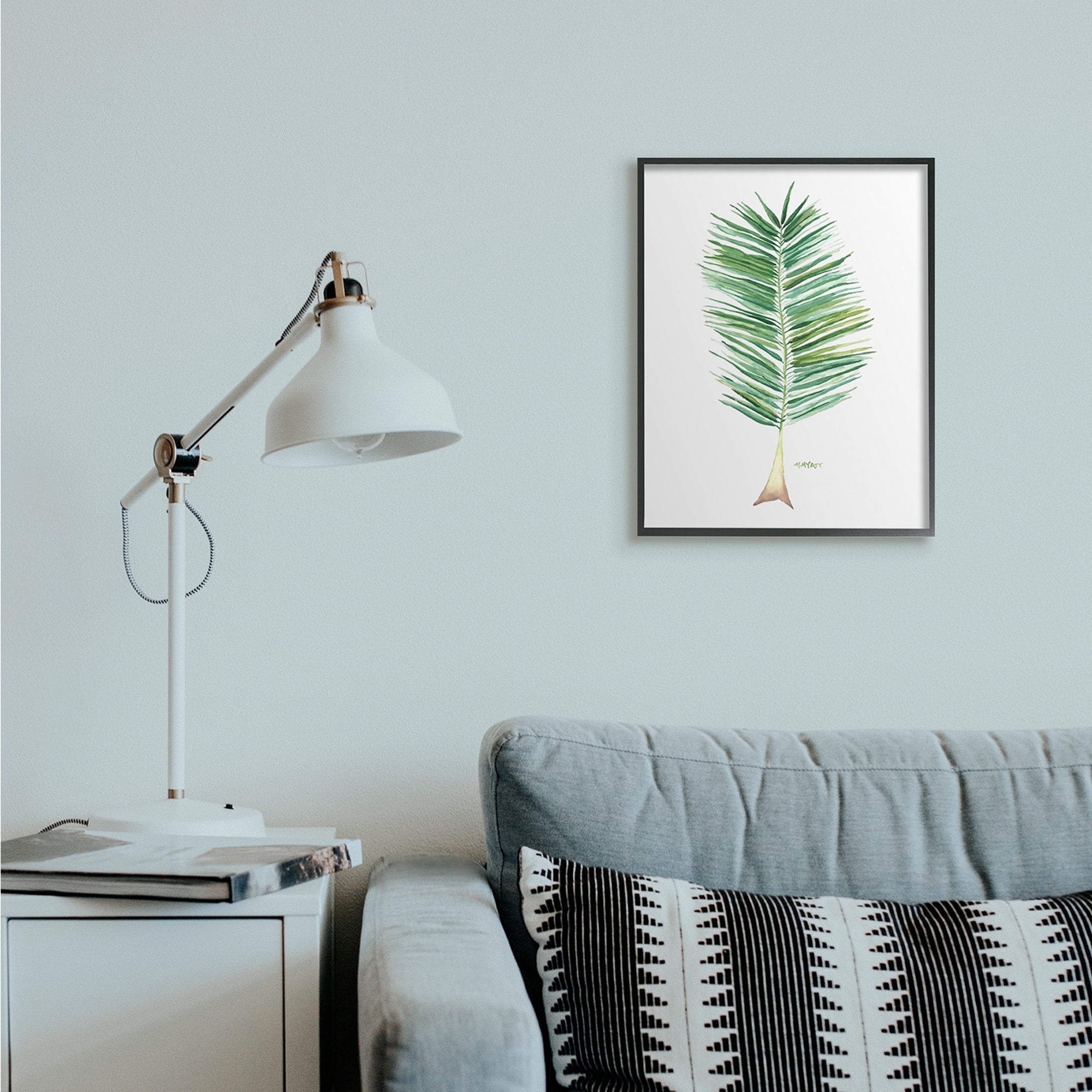Stupell Industries Coconut Palm Fan Greenery Over White Black Framed, 11 x 14, Design by Melissa Hyatt LLC