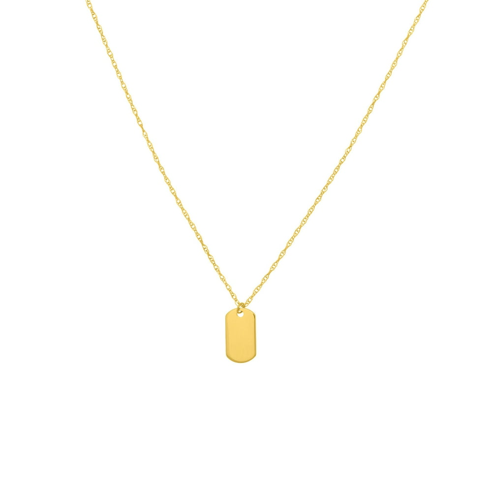 14k Yellow Gold Mini Dog Tag Adjustable Women's Necklace on a Rope