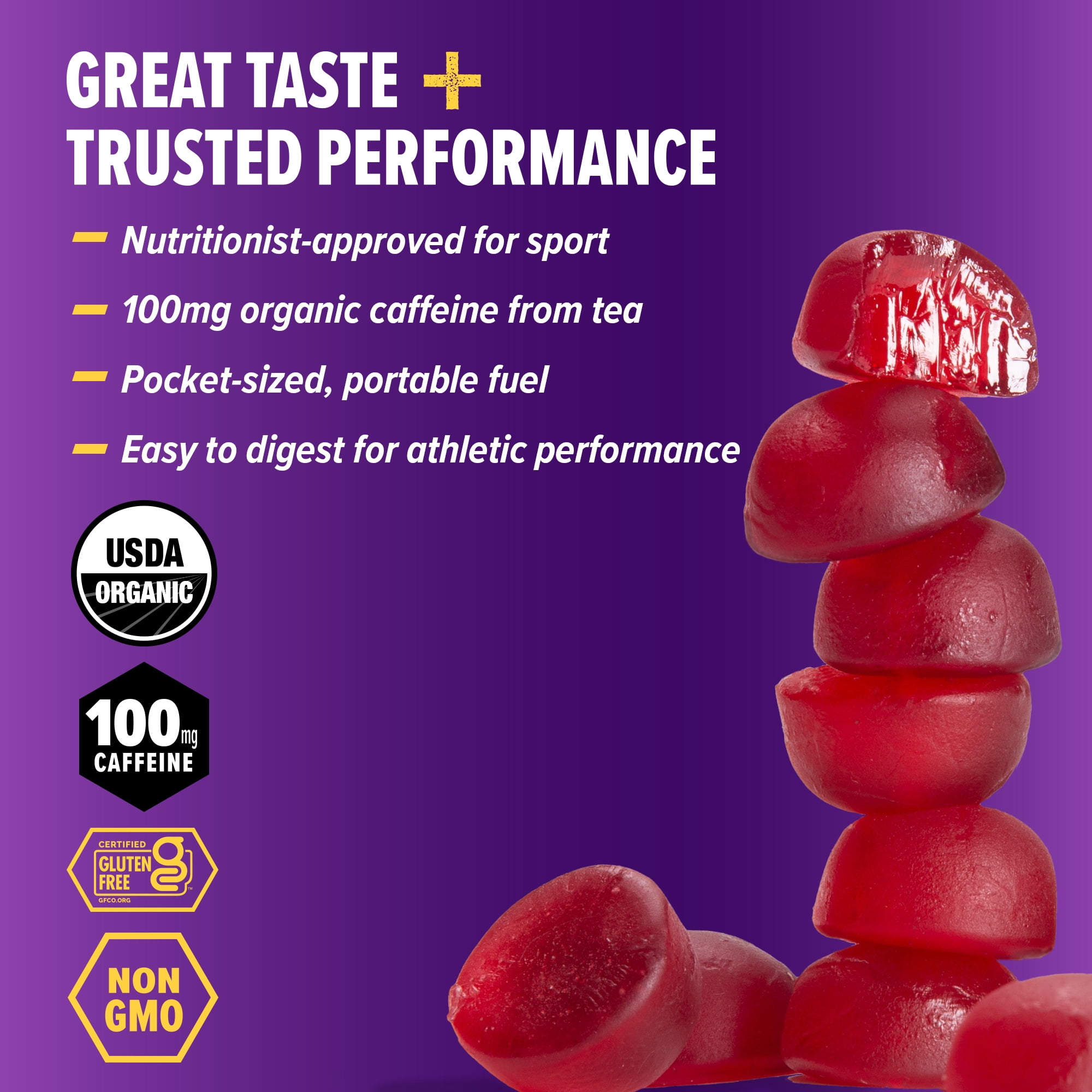 Honey Stinger Organic High Caffeinated Energy Chews Berry Blast 12 Count