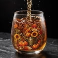 thumbnail image 5 of Tuvgenk Fall Embroidery Print Stemless Wine Glass with Watering Can Design Transparent Drinking Cup for Thanksgiving Decor, 5 of 6