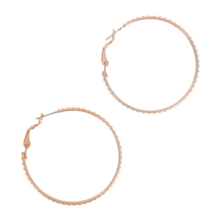 Dotted Hoop - Rose Gold Tone Medium Hoop Dotted Pierced Earrings 1 5/8