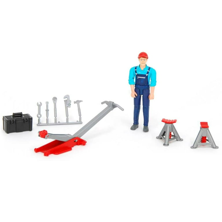 Bruder 1/16 Kids Work Toy - Garage/Shop Worker with Jack Stands