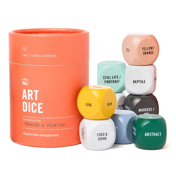 Two Tumbleweeds Art Dice - Juego de dibujo y pintura para artistas y profesores adultos - Juego de 9 dados para inspiración creativa - Suministros de arte para estudio y aula - Regalo para artistas -