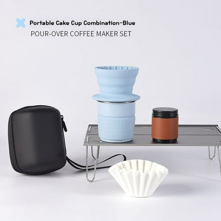 

DAYEH Handmade Travel Coffee Set Portable Outdoor Camping Silicone Filter Cup with Cake Cup