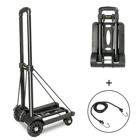 Ktaxon Small Mini Folding Luggage Cart, Heavy Duty Foldable Utility Dolly Trolley Car Hand Truck, w/ 4 Fixed Wheels,for Luggage Travel Moving Shopping Office Use, Black, 88 Lbs Capacity