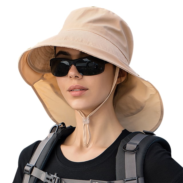Sombrero de sol para hombre y mujer, de ala ancha, enrollable, para jardinería, con solapa para el cuello
