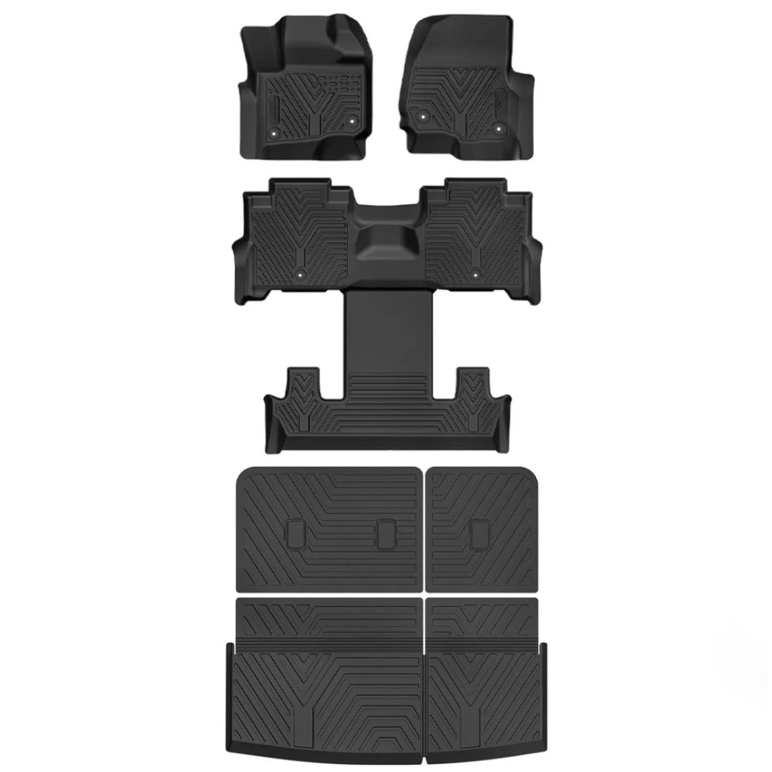 BaiCH Car Floor Mats for Ford Expedition MAX 7 Seats 2018-2025 All Weather TPE Rubber Floor Liners Protection Black