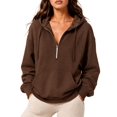 thumbnail image 2 of Women'S Hoodies Fall Fashion Outfits Workout Sweatshirts Y2k Winter Zip Up Jackets Oversized Tops Dark Brown M, 2 of 7