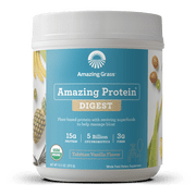 Amazing Grass Organic Plant Based Protein + Probiotics Digest Powder, Tahitian Vanilla, 15g Protein, 13.2oz