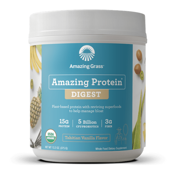 Amazing Grass Organic Plant Based Protein + Probiotics Digest Powder
