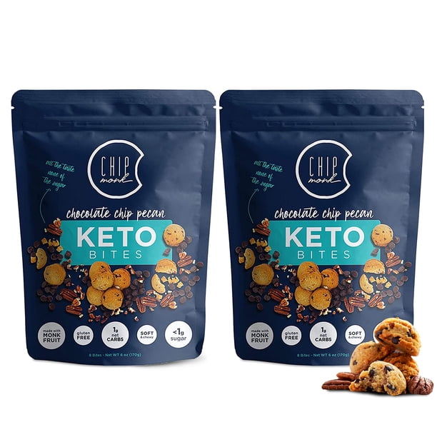ChipMonk Keto Cookies Bites - Birthday Cake Flavor (2 Pack, 16 Bites) Low Carb Keto Snacks - Gluten-Free, High Fat, Low Sugar, Ketogenic Sweet Snack Foods, Healthy Macro Nutrition Treats