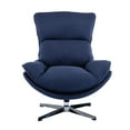 thumbnail image 2 of Retro Chair Padded Seat with Aluminum Alloy Base Comfortable Swivel for Reading Living Room, Accent Fabric Glider Chair Upholstered with High Back for Bedroom (Blue), 2 of 8