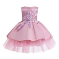 thumbnail image 3 of URMAGIC 2-10T Girls Sleeveless 3D Flower Embroidery Princess Pageant Dresses Kids Ruffles Lace A Line Wedding Party Evening Formal Pageant Dance Gown, 3 of 9