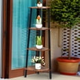 thumbnail image 4 of Costway 4-Tier Corner Shelf Metal Storage Rack Domestic Bookcase Display Stand Wood, 4 of 10