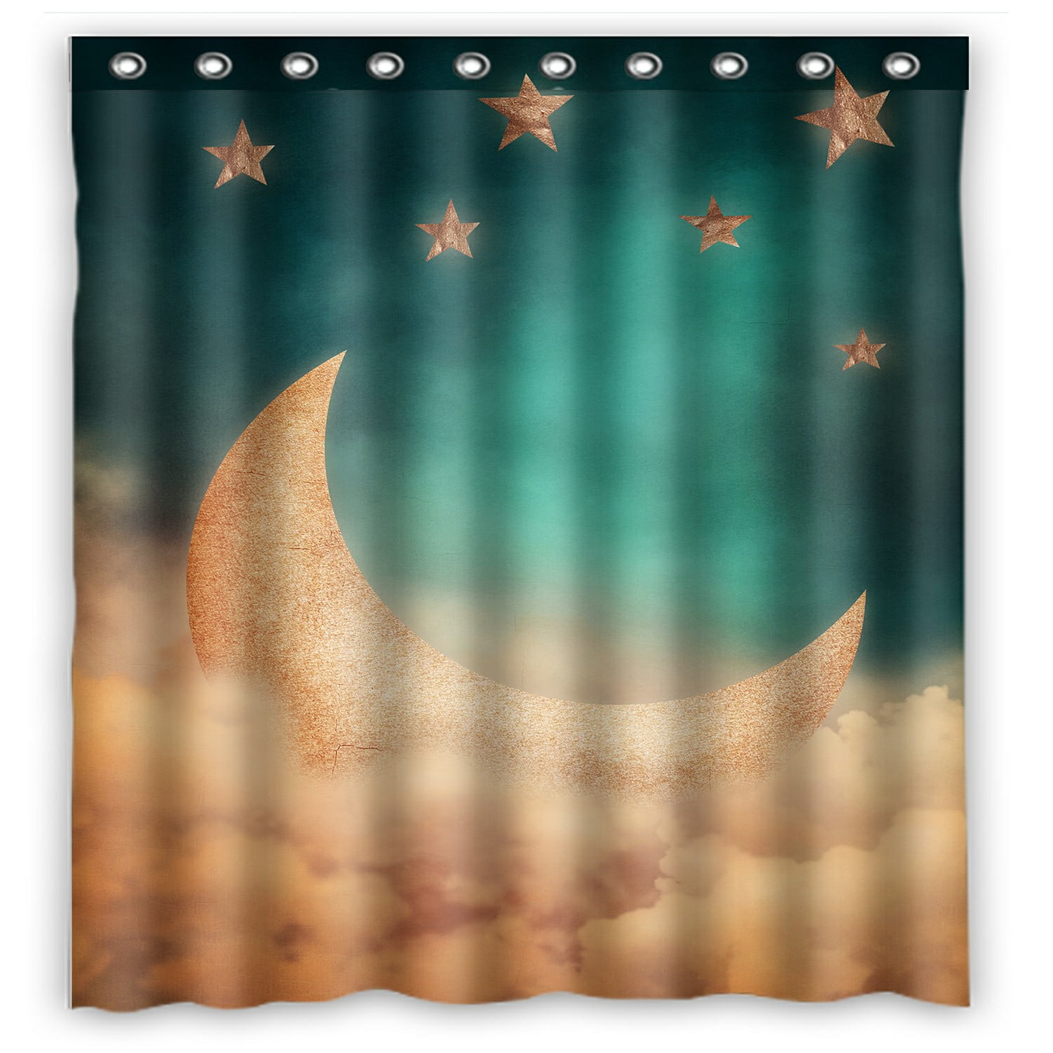 ECZJNT Night time with stars and moon Shower Curtain And Hooks For Home