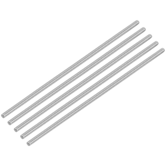 Unique Bargains 5Pack M5 x 200mm 0.8mm Pitch 304 Stainless Steel Fully Threaded Rod Bar Studs