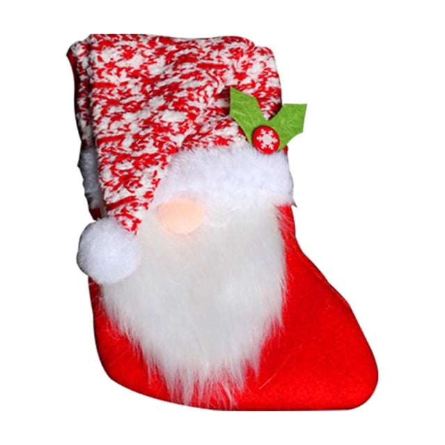 Fiudx Decoración Navideña, Sombrero de Lentejuelas con Diseño de Anciano Sin Rostro, Fibra Acrílica, Ideal para Árbol de Navidad y Fiestas, Bolsa de Regalo Festiva, Colores Blanco, Lino y Morado, 16