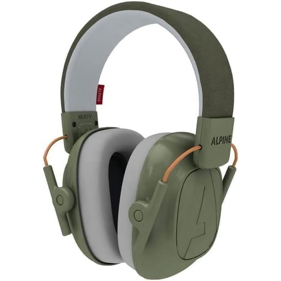 Alpine Muffy Noise Cancelling Headphones for Kids - 25dB Noise Reduction - Earmuffs for Autism - Sensory & Concentration Aid - Green