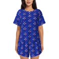 thumbnail image 1 of Balery Hockey Conjunto de Pijama para Mujer con Estampado, Dos Piezas de Manga Corta y Shorts, Ropa de Dormir Suave con Cuello Redondo y Bolsillos-Large, 1 of 6