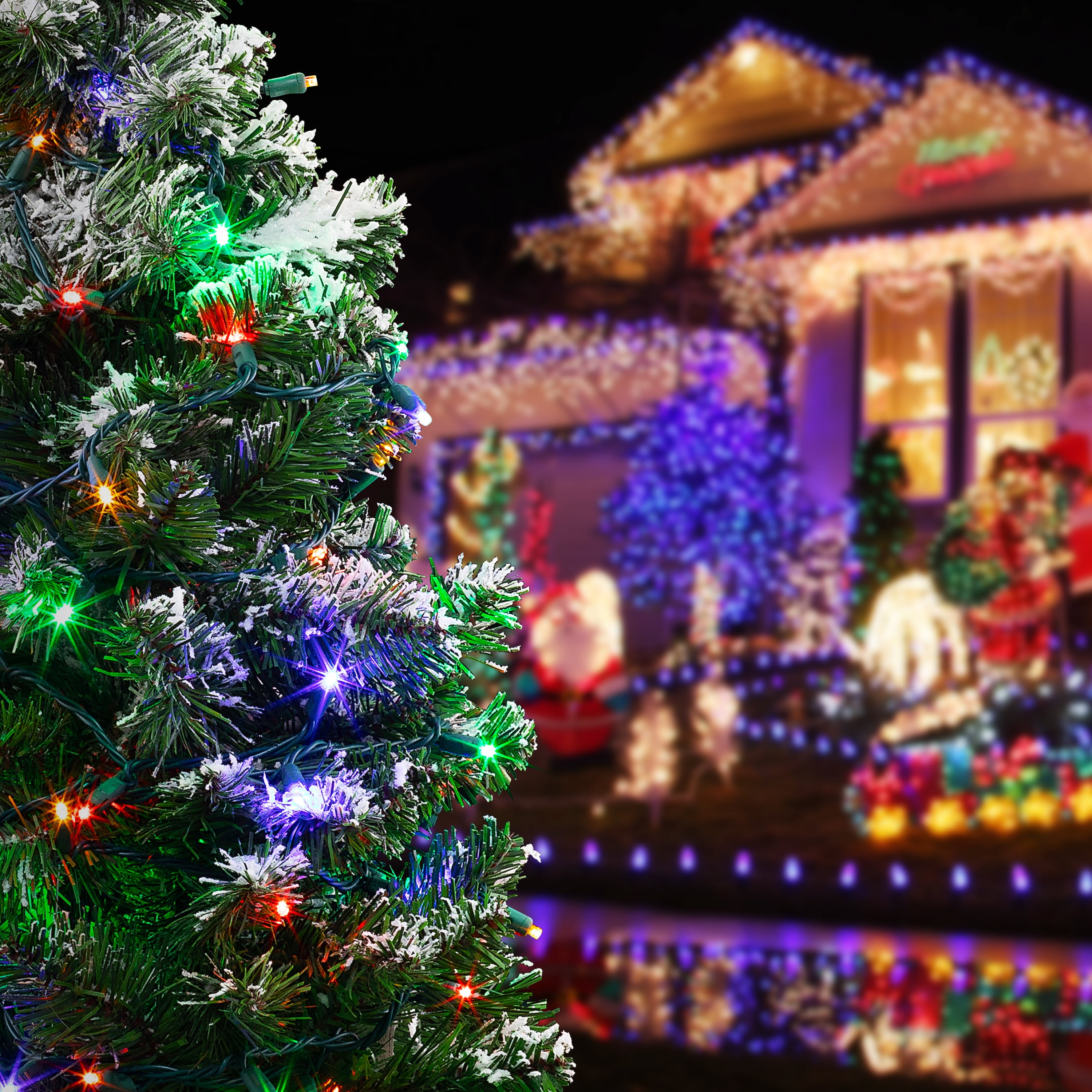 HLO Lighting 5mm LED Mini Christmas Light Strings | Wide-Angle Christmas Light Bulbs | 70 Bulbs Per Strand