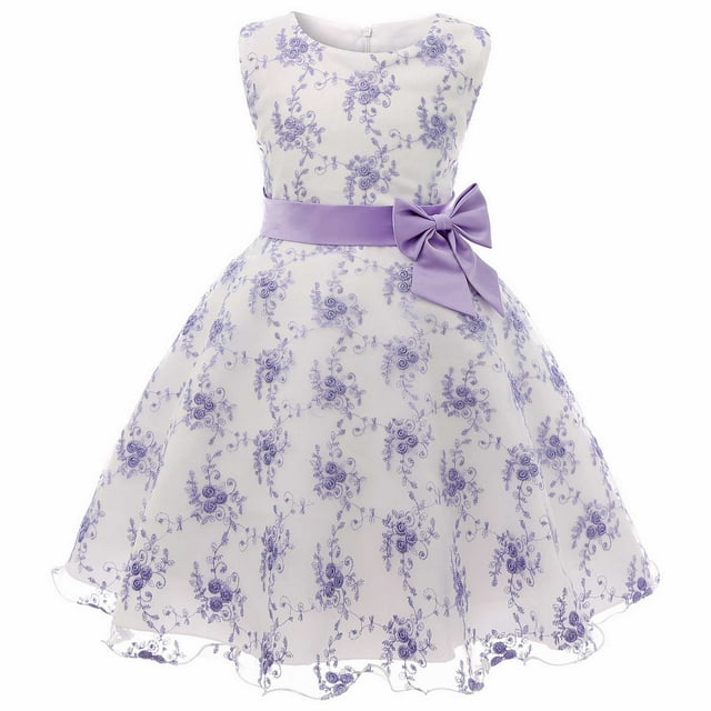 B91xZ Robe à Volants pour Filles, Robe Patineuse Tournoyante Sans Manches pour Enfants pour l'École, B 5-6 Ans