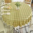 thumbnail image 4 of Heavy Weight Cotton Linen Tablecloth Lace Plaid Round Table Cloth for Kitchen Dining Room Tabletop Decoration, 36" - Round, Green, 4 of 6