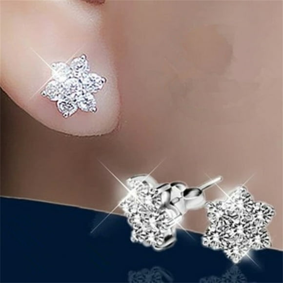 SMihono Ladies Snowflake Shape Stud Earrings Fashion Stud Earrings Set With Snowflake Diamond Stud Earrings Home Decoration on Clearance