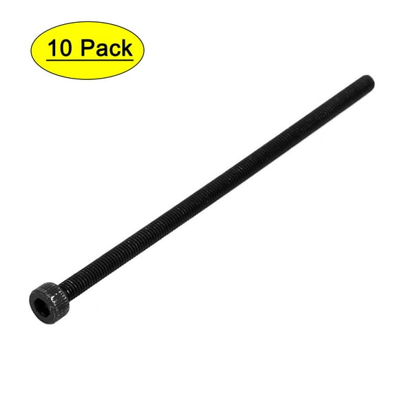 M3x70mm Fully Thread Hex Socket Head Knurled Cap Screw Bolt Black 10pcs