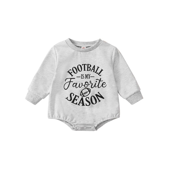 Bagilaanoe Newborn Baby Girl Boy Oversized Rompers Letters Football Print Long Sleeve Bodysuits 3M 6M 12M 18M Infant Casual One Piece Short Jumpsuit