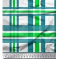 thumbnail image 1 of Soimoi Green Crepe Silk Fabric Gingham Check Printed Fabric 1 Yard 42 Inch Wide, 1 of 5