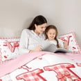 thumbnail image 4 of Catabedysis Cute Bows Alphabet Print Queen Comforter Set For Girls,Sweet Cherries Letter W Design Comforter Sets Queen,Pink Reversible,3pcs,1 Comforter and 2 Pillowcases, 4 of 7