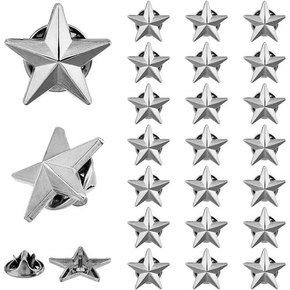 24Pcs Alloy Star Lapel Pin Brooches Badges for Backpack Clothes Gunmetal 17x18x4mm