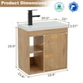 thumbnail image 2 of Eclife 20" Wall Mounted Small Bathroom Vanity with Integrated Sink, Faucet, Drain, 2 of 11