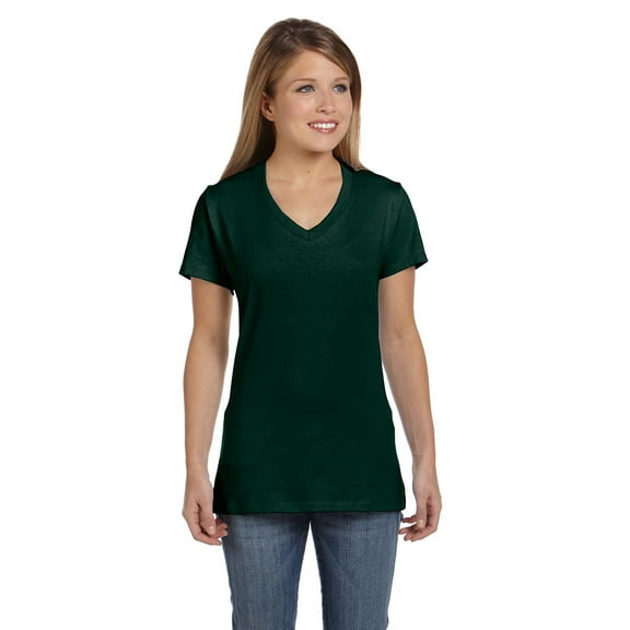 Hanes Ladies' 4.5 oz., 100% Ringspun Cotton nano-T V-Neck T-Shirt - S04V