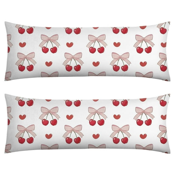 20x54 Body Pillow Cover with Invisible Zipper - Cute Cherry Print Soft Breathable Pillowcase for Full Body Support - Machine Washable Stretchy Maternity Pillow Protector