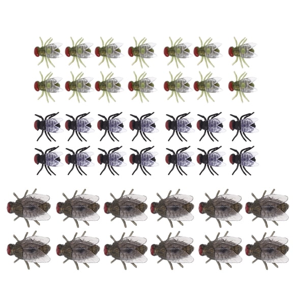 Raindrops 60-Piece Assorted Color Faux Insect Fly Model Toys PVC Decorations for Party Supplies and Event Decorations