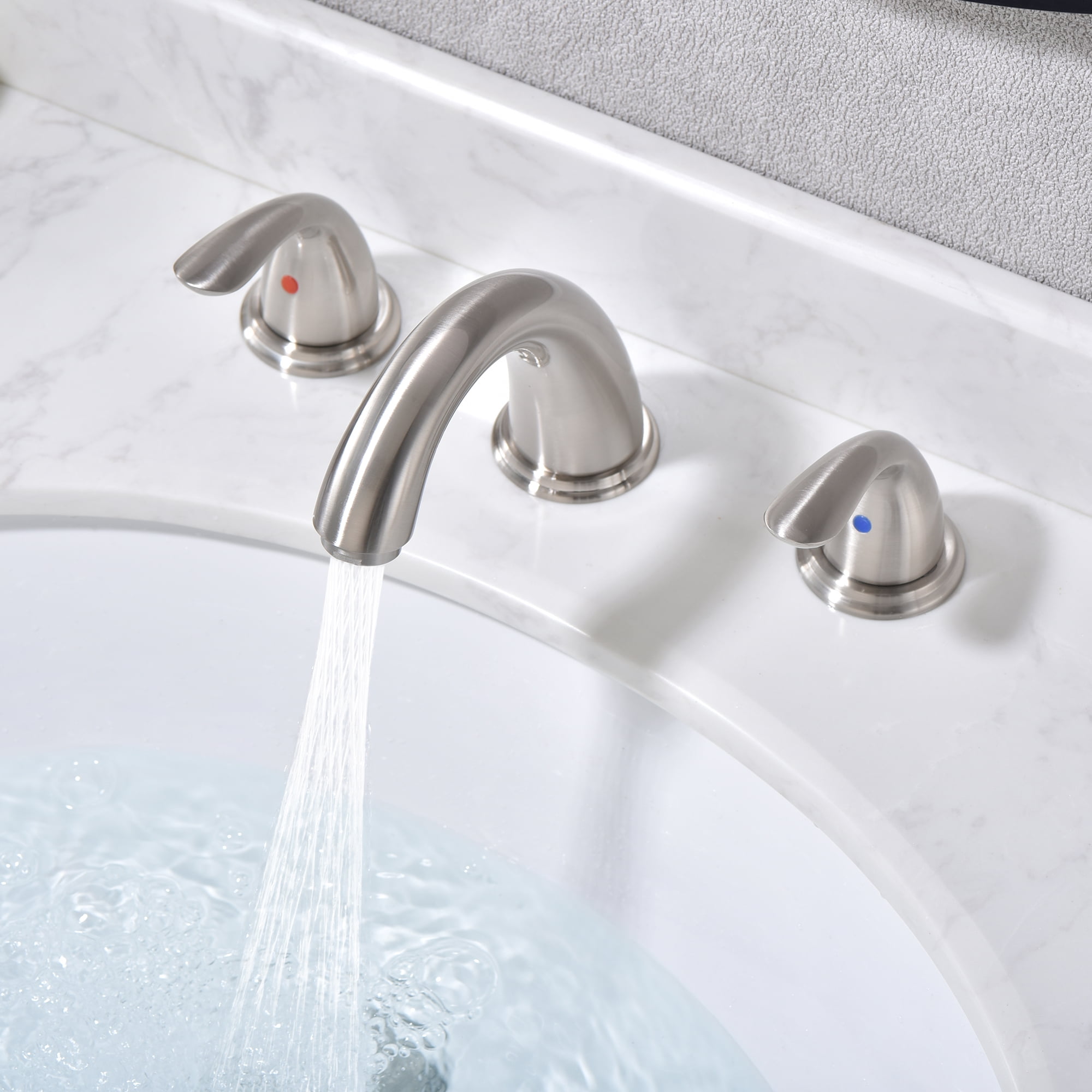 sumerain 8 Inch Widespread Bathroom Faucet 3 Hole 2 Handle Lavatory Sink Faucet, Brushed Nickel