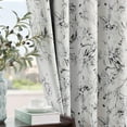 Black Floral Blackout Curtains for Bedroom 63 Inch Length, Black Flower