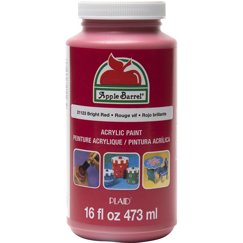 Apple Barrel 21123E Acrylic Craft Paint, Matte Finish, Bright Red, 16