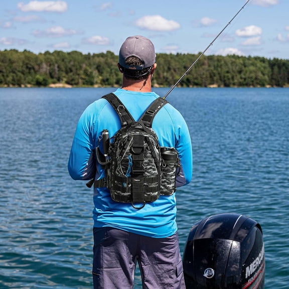Lightweight Water-Resistant Fishing Tackle Backpack with Rod & Gear Holder for Outdoor Adventures