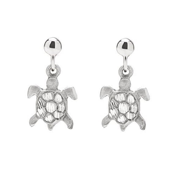 Sterling Silver Sea Turtle Drop Earrings