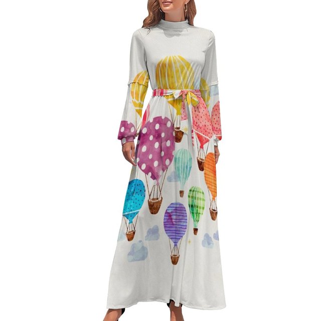 Vestido largo con globo aerostático, vestido sexy de verano para mujer, vestido corto atrevido, vestido de noche de verano para mujer